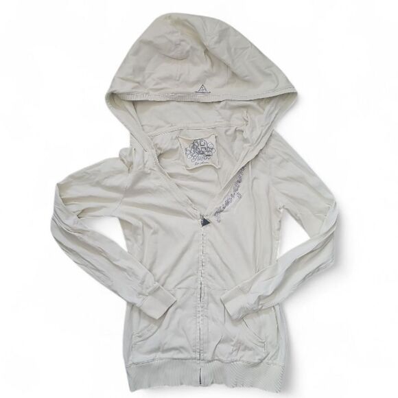 Guess Vintage 100% Cotton Zip-Up Hoodie Jacket Women’s M Butter Yellow Y2K Style - Picture 3 of 13